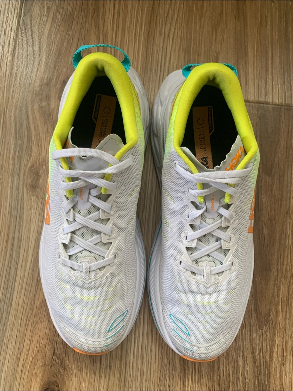 Hoka One Bondi X White Yellow Running Shoes Men's Sz 10.5 B - Picture 7 of 11